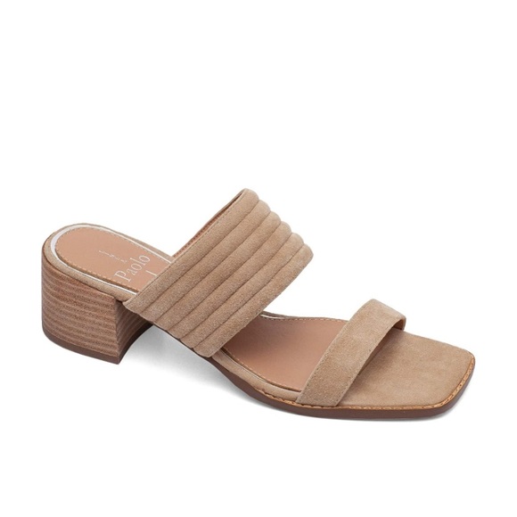 NEW Linea Paolo Women’s Ida Leather Heeled Slide Sandal Size 8M - Picture 2 of 14